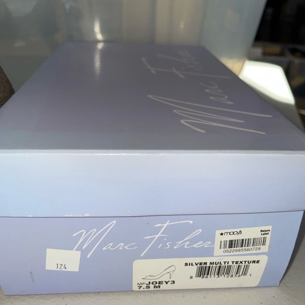 Marc Fisher Joey3 Silver Multitexture Peep-Toe He… - image 4